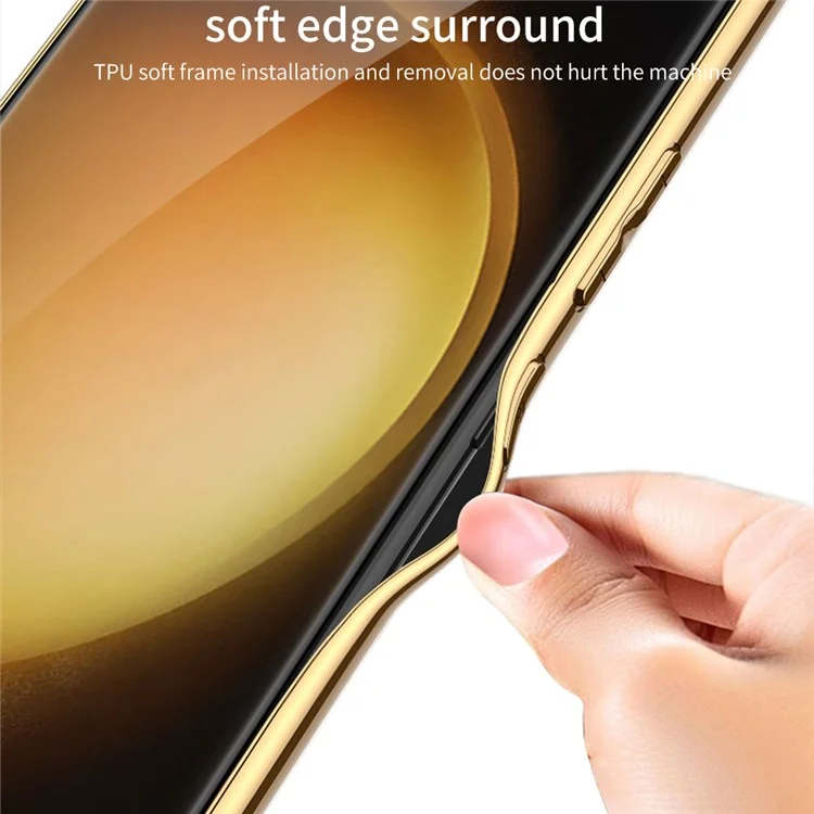 GKK Back Cover for Samsung Galaxy S23 Ultra Compatible with MagSafe Electroplating TPU Frame PU Leather+PC Case - Black