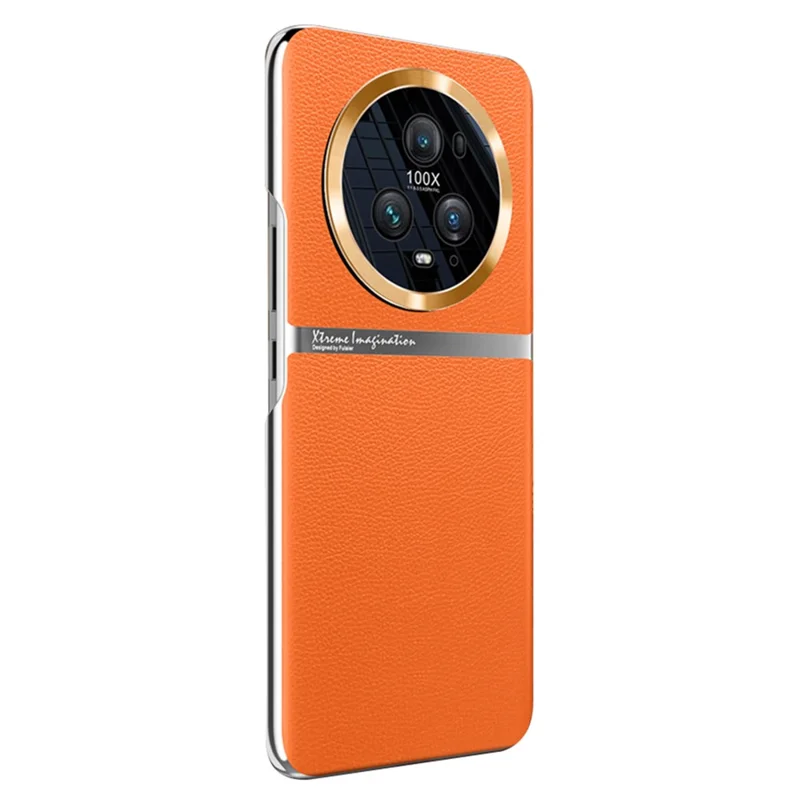 For Honor Magic5 Pro Shockproof Smartphone Case PC + PU Leather Back Protective Cover - Orange