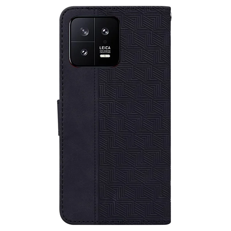 Для Xiaomi 13 5G чехол для телефона с защитой от падения, подставка, кожаный кошелек с принтом - черный