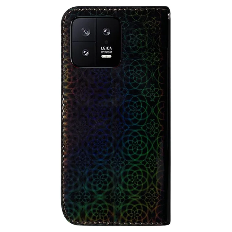 Para Xiaomi 13 5G Dazzling Flower Pattern PU Leather Shockproof Phone Case with Stand Wallet - Preto