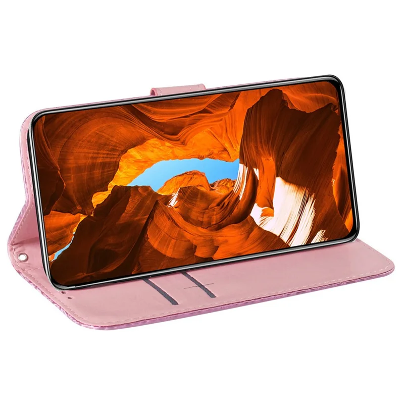 For Xiaomi 13 5G Dazzling Flower Pattern PU Leather Shockproof Phone Case with Stand Wallet - Pink