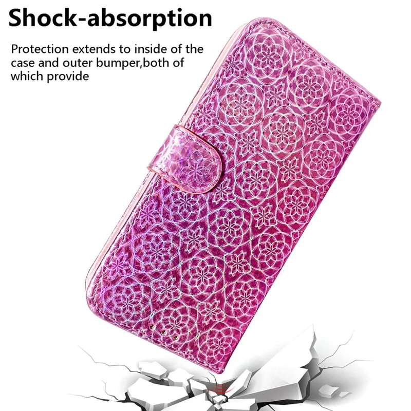For Xiaomi 13 5G Dazzling Flower Pattern PU Leather Shockproof Phone Case with Stand Wallet - Pink