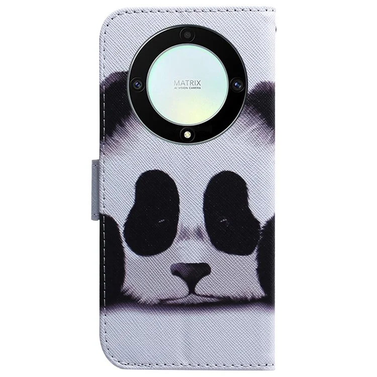 Para Honor X40 5G / X9a 5G / Magic5 Lite 5G Capa de Carteira de Couro PU Anti-queda com Estampa - Panda