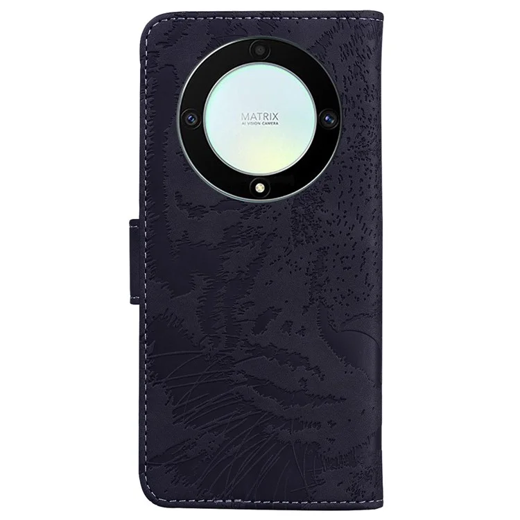 Flip Wallet Case for Honor X40 5G / X9a 5G / Magic5 Lite 5G , PU Leather Tiger Pattern Imprinted Stand Phone Cover - Black