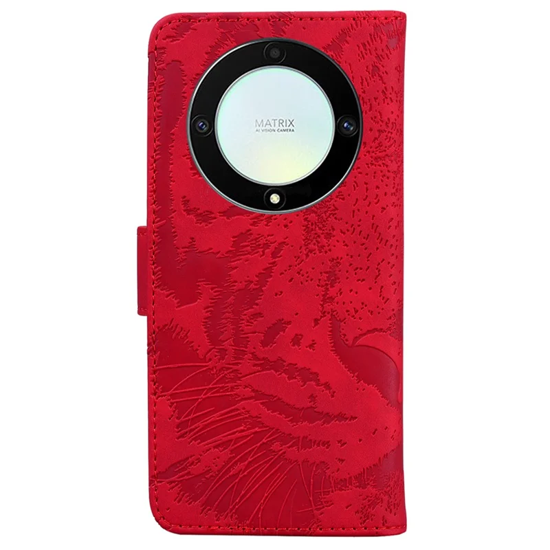 Flip Wallet Case for Honor X40 5G / X9a 5G / Magic5 Lite 5G , PU Leather Tiger Pattern Imprinted Stand Phone Cover - Red