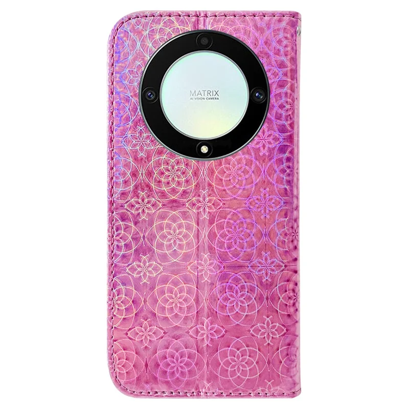 For Honor X40 5G / X9a 5G / Magic5 Lite 5G PU Leather Wallet Cover Dazzling Flower Pattern Flip Stand Phone Case - Pink