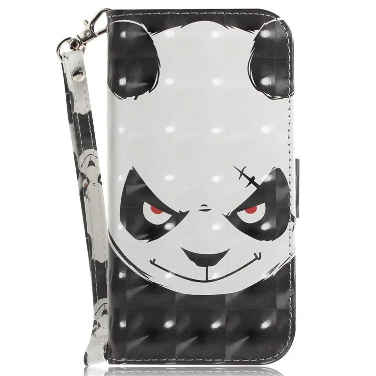 PU Leather Folio Flip Cover for Sony Xperia 10 V Protective Case Wallet Phone Cover with Strap - Angry Panda