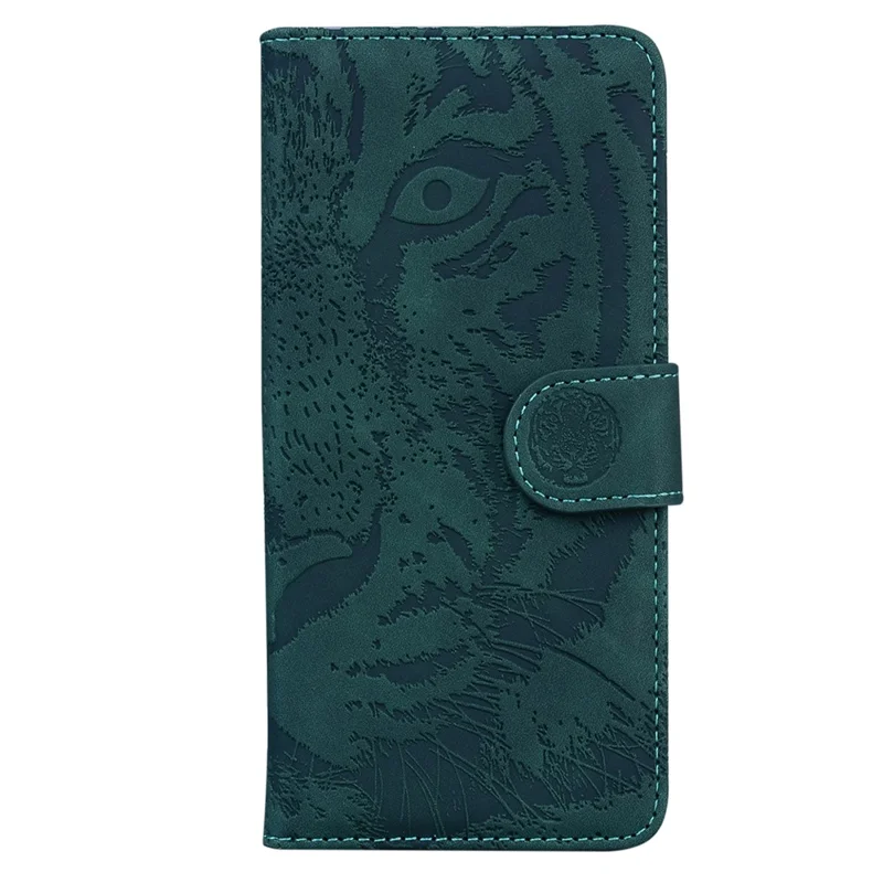Wallet Phone Case for Sony Xperia 10 V Tiger Pattern Imprinted Stand PU Leather Folio Flip Cover - Green