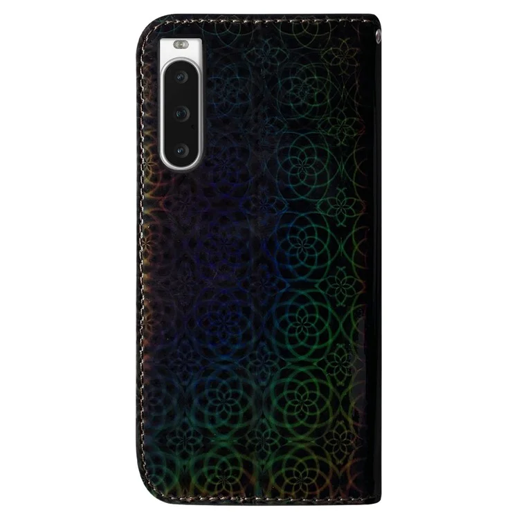 Für Sony Xperia 10 V PU-Leder-Folio-Cover Dazzling Flower Pattern Stand Wallet Phone Case - Schwarz