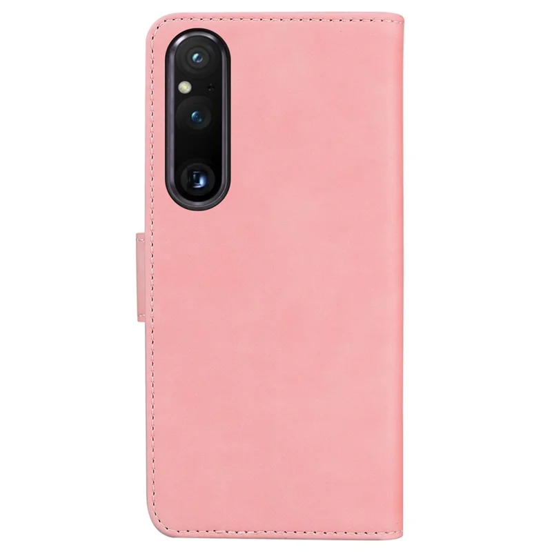For Sony Xperia 1 V Solid Color PU Leather Wallet Case Magnetic Clasp Flip Stand Phone Cover - Pink