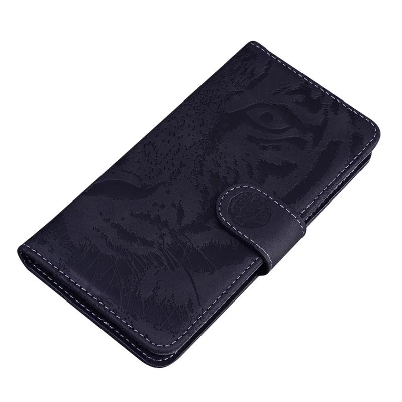 For Sony Xperia 1 V PU Leather Wallet Case Tiger Imprinted Folding Stand Phone Cover - Black
