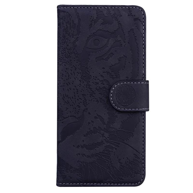 For Sony Xperia 1 V PU Leather Wallet Case Tiger Imprinted Folding Stand Phone Cover - Black