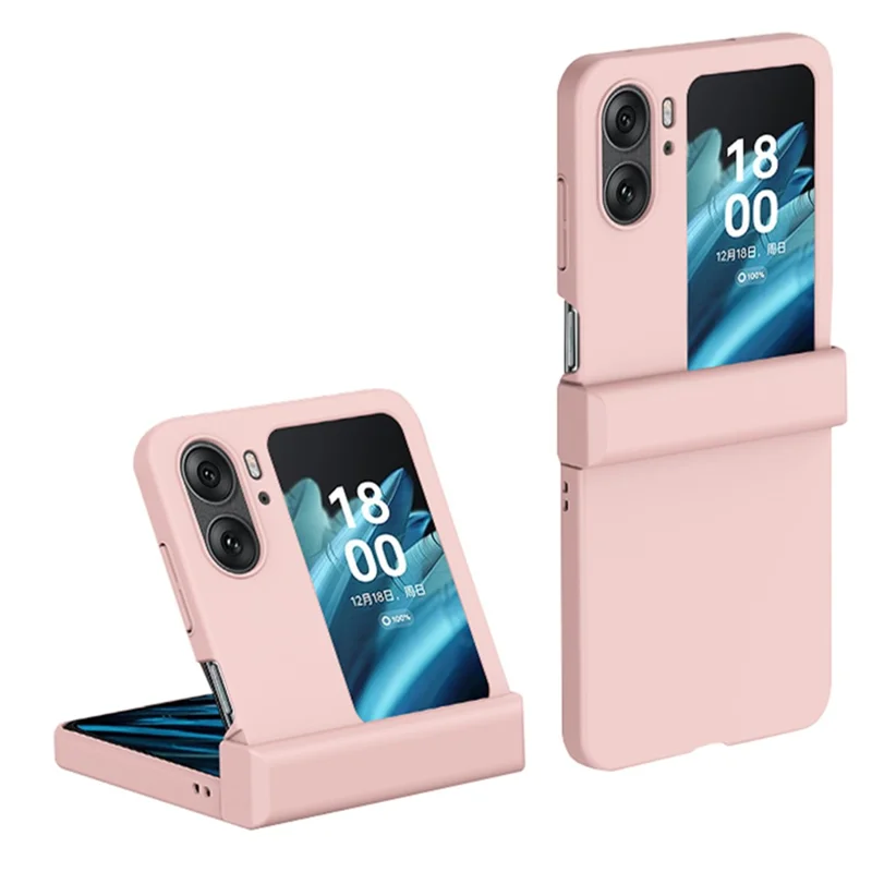 For Oppo Find N2 Flip 5G Skin-touch Phone Case Hinge Protection Hard PC Phone Cover - Pink