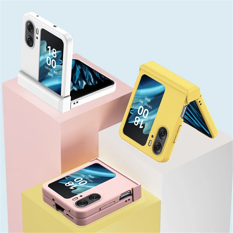 For Oppo Find N2 Flip 5G Skin-touch Phone Case Hinge Protection Hard PC Phone Cover - Pink