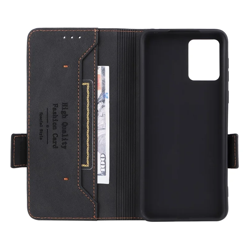 Für Motorola Moto E13 4G PU-Leder Handyhülle Hardware-Dekor Stand Brieftasche stoßfestes Mobiltelefon-Etui - Schwarz