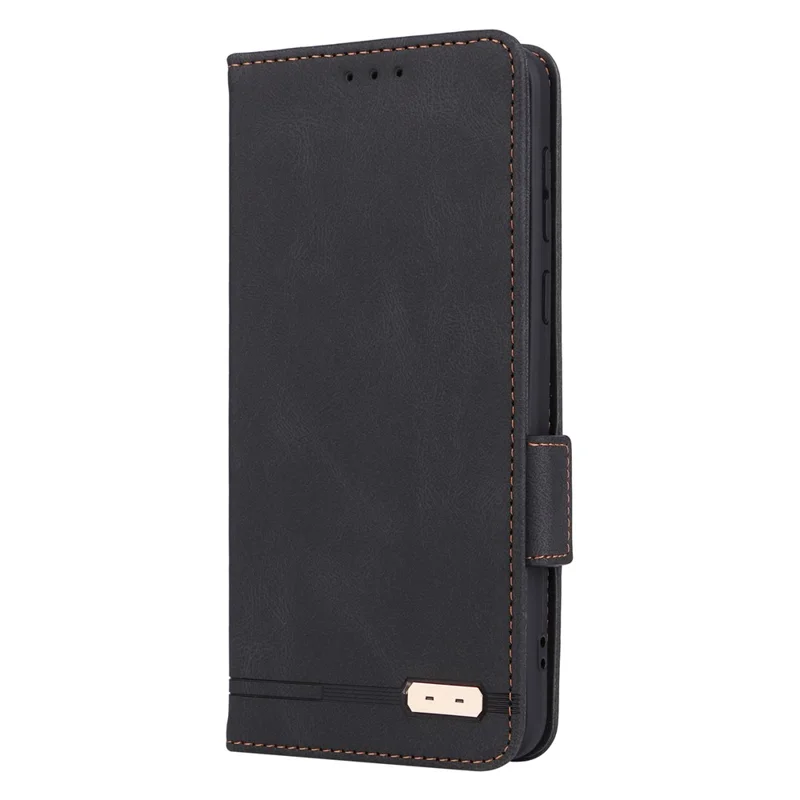 Für Motorola Moto E13 4G PU-Leder Handyhülle Hardware-Dekor Stand Brieftasche stoßfestes Mobiltelefon-Etui - Schwarz
