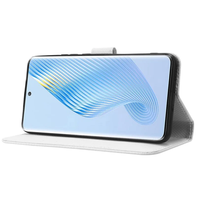 للهونر ماجيك 5 5G جلد صناعي بملمس ماسي مقاوم للسقوط مع غطاء قابل للطي ومحفظة - أبيض