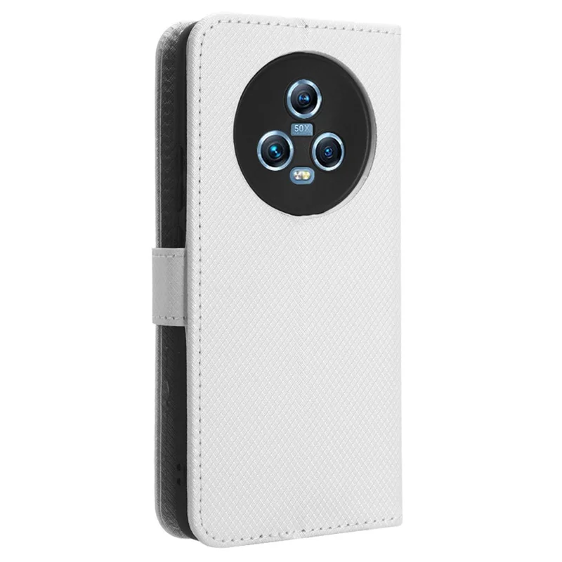 للهونر ماجيك 5 5G جلد صناعي بملمس ماسي مقاوم للسقوط مع غطاء قابل للطي ومحفظة - أبيض