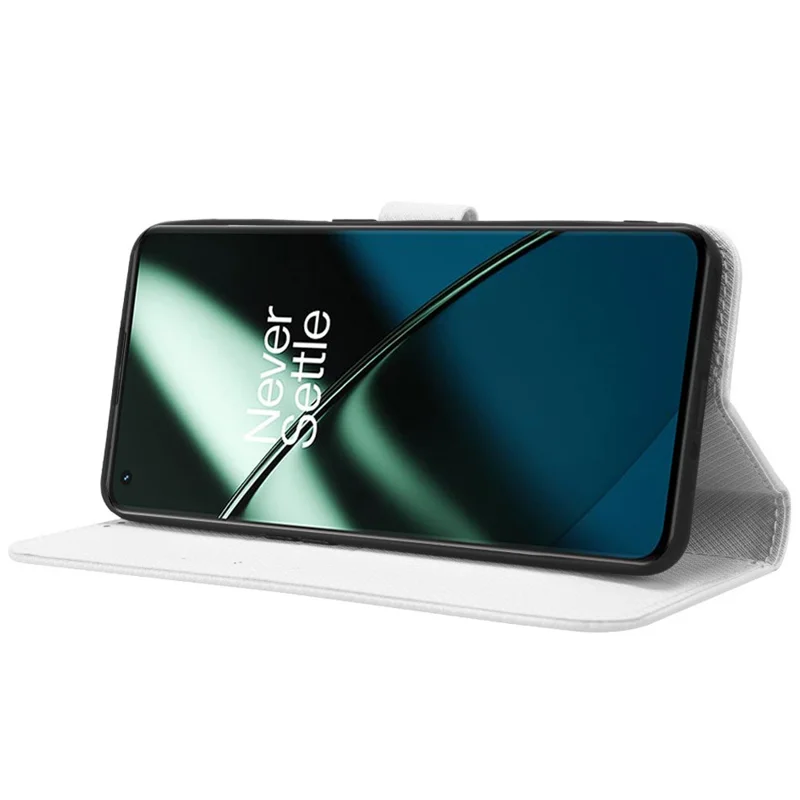 For OnePlus 11R 5G / Ace 2 5G Diamond Texture Stand Cover PU Leather Wallet Shockproof Phone Case - White