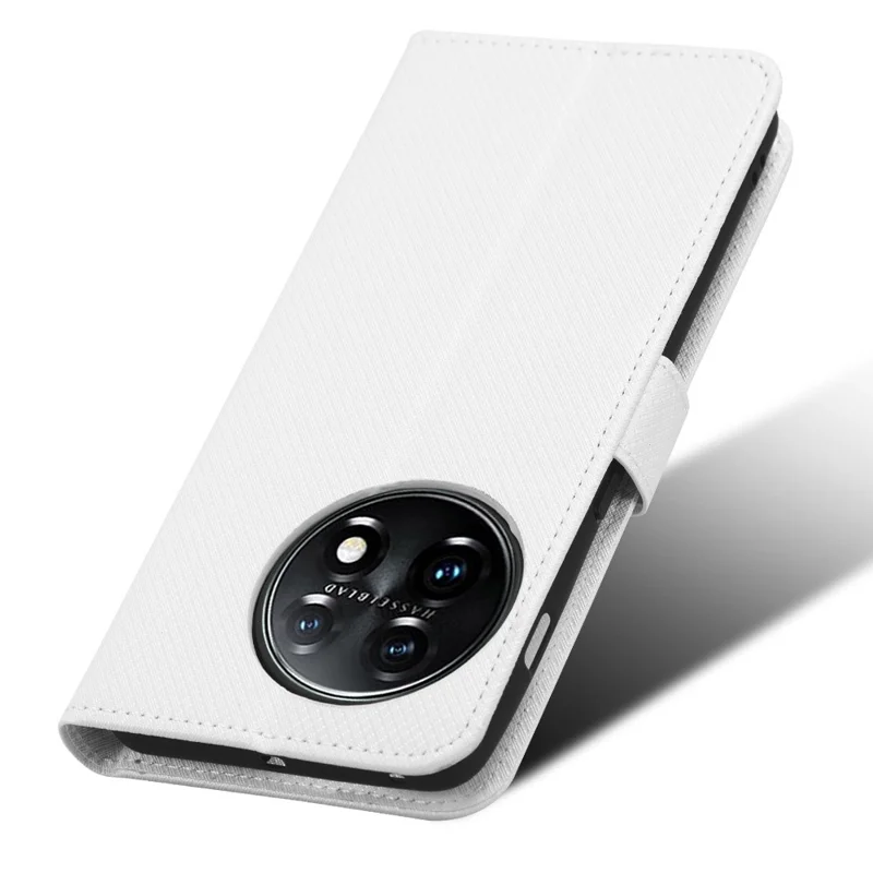 For OnePlus 11R 5G / Ace 2 5G Diamond Texture Stand Cover PU Leather Wallet Shockproof Phone Case - White