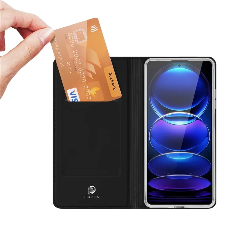 DUX DUCIS Série Skin Pro Étui en cuir pour Xiaomi Redmi Note 12 Pro+ 5G, Support de Carte de Visite - Noir 