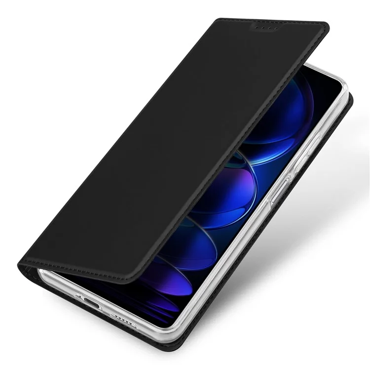 DUX DUCIS Skin Pro Series Leather Phone Case for Xiaomi Redmi Note 12 Pro+ 5G , Card Holder Stand Cover - Black