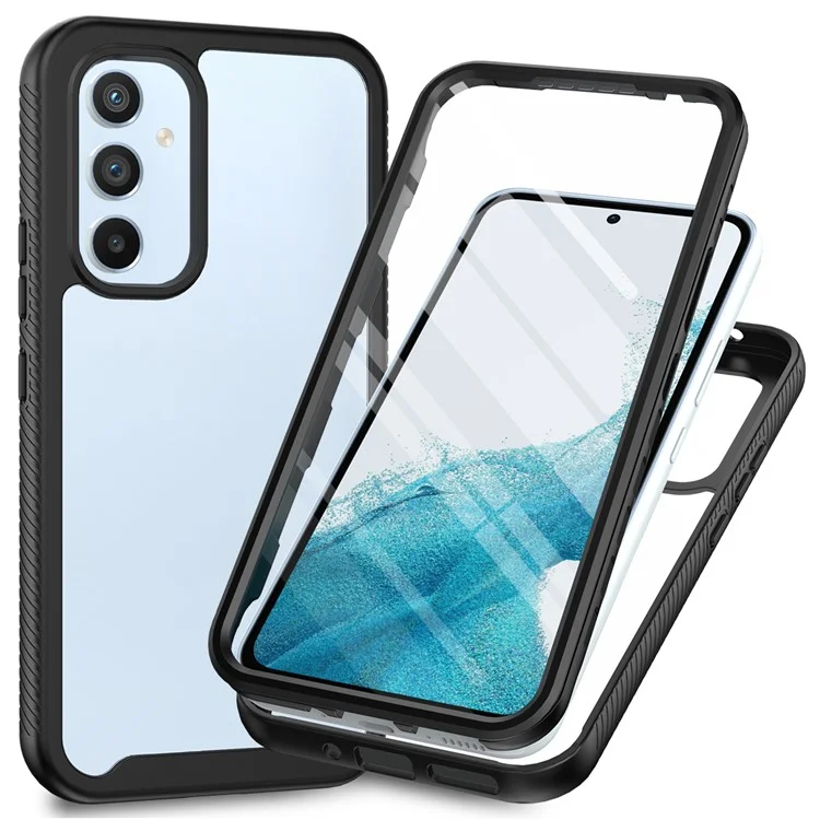 For Samsung Galaxy A54 5G Phone Case PC + TPU Full Protection Phone Cover with PET Screen Protector - Black