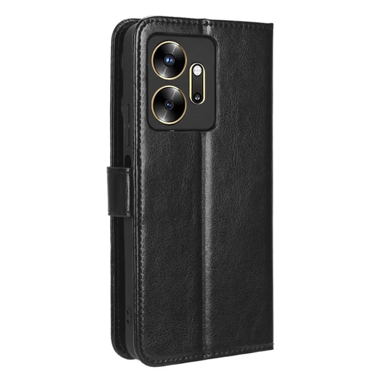Pour Infinix Zero 20 4G X6821 Crazy Horse Texture Phone Case PU Leather Wallet Anti-Drop Flip Stand Cover - Noir
