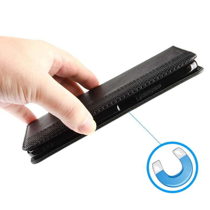 Para Infinix Zero 20 4G X6821 Wallet Phone Case Retro PU Leather Cover Magnetic Closure Stand Case - Black
