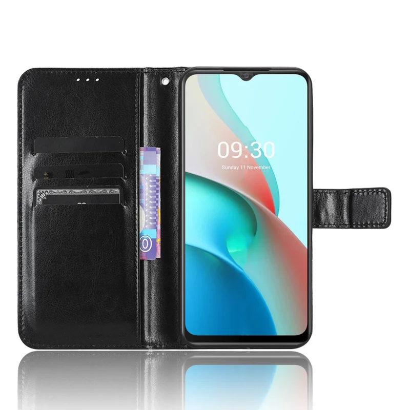 Für itel S18 / S663L / Vision 5 PU-Leder-Flip-Cover mit verrückter Pferdetextur-Brieftasche Handyhülle - Schwarz