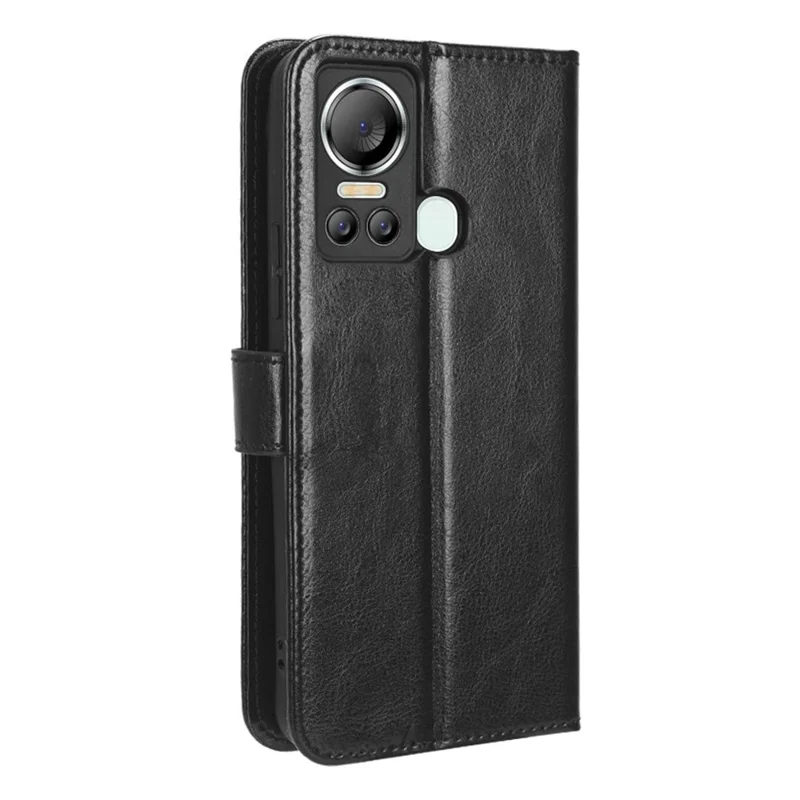 Für itel S18 / S663L / Vision 5 PU-Leder-Flip-Cover mit verrückter Pferdetextur-Brieftasche Handyhülle - Schwarz