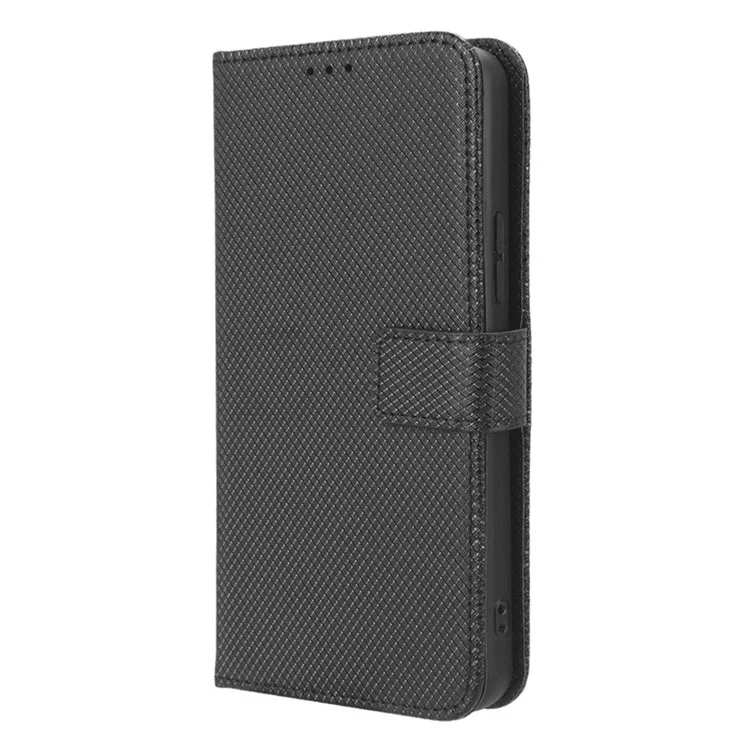 Für itel S18 / S663L / Vision 5 Wallet Phone Case Diamond Texture PU Leder Folio Flip Cover - Schwarz