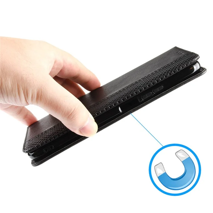 Para itel S18 / S663L / Vision 5 Retro PU Leather Wallet Phone Case Magnetic Absorption Folding Stand Cover - Negro