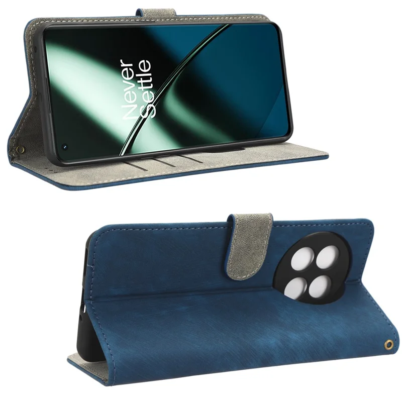 For OnePlus Ace 2 5G / 11R 5G Wallet Case RFID Blocking Leather Stand Phone Cover with Strap - Blue
