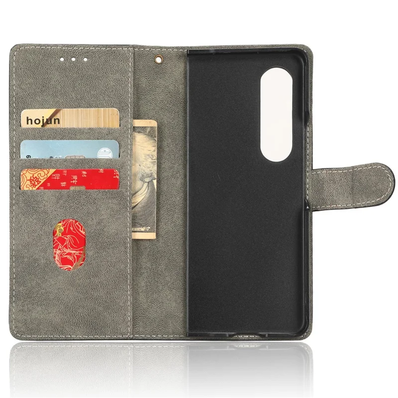 For Samsung Galaxy Z Fold3 5G Leather Phone Case RFID Blocking Wallet Stand Smartphone Cover with Strap - Blue