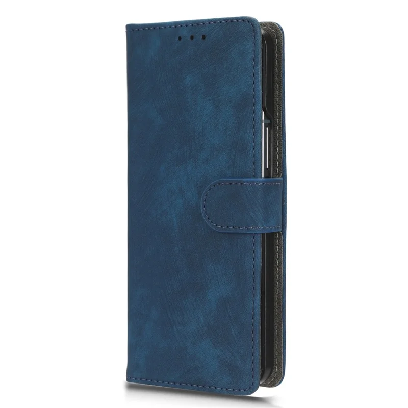For Samsung Galaxy Z Fold3 5G Leather Phone Case RFID Blocking Wallet Stand Smartphone Cover with Strap - Blue