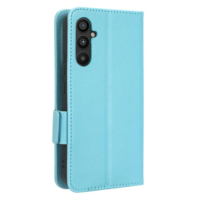 For Samsung Galaxy A24 4G (162.1 x 77.6 x 8.3mm) PU Leather Phone Case Litchi Texture Wallet Stand Protective Phone Cover - Baby Blue
