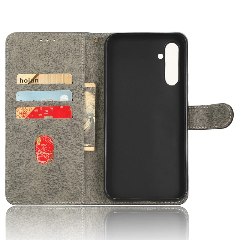 For Samsung Galaxy A24 4G (162.1 x 77.6 x 8.3mm) RFID Blocking Phone Cover Wallet Stand Leather Case with Strap - Black