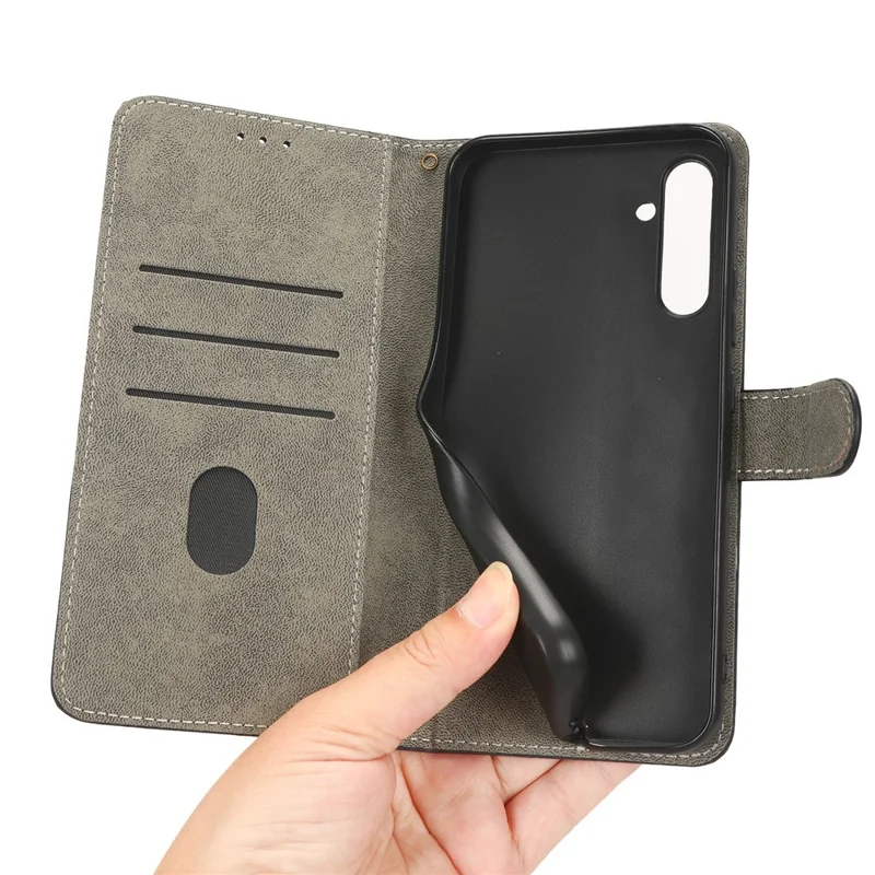 For Samsung Galaxy A24 4G (162.1 x 77.6 x 8.3mm) RFID Blocking Phone Cover Wallet Stand Leather Case with Strap - Black