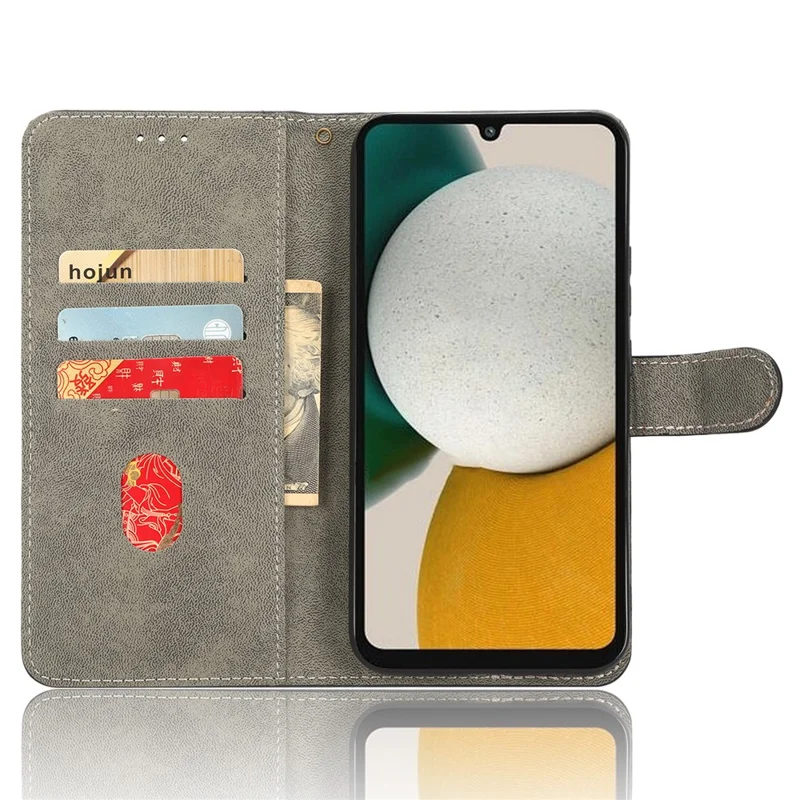 For Samsung Galaxy A24 4G (162.1 x 77.6 x 8.3mm) RFID Blocking Phone Cover Wallet Stand Leather Case with Strap - Blue
