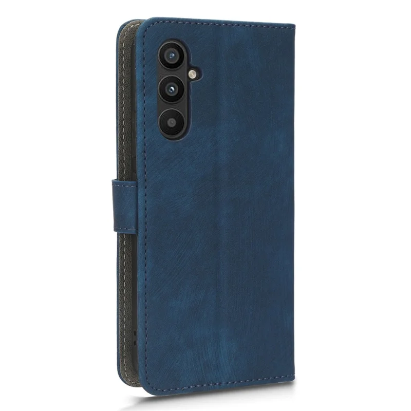 For Samsung Galaxy A24 4G (162.1 x 77.6 x 8.3mm) RFID Blocking Phone Cover Wallet Stand Leather Case with Strap - Blue
