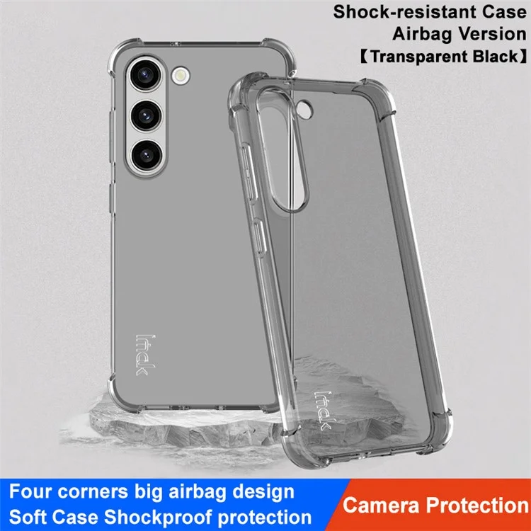 IMAK For	Samsung Galaxy S23+ Flexible TPU Phone Case Airbag Shockproof Clear Cover - Transparent Black