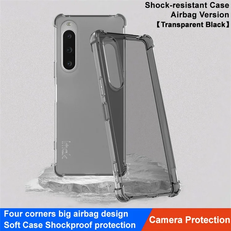 IMAK For Sony Xperia 10 V Soft Slim Fit TPU Phone Case Airbag Shockproof Cover - Transparent Black