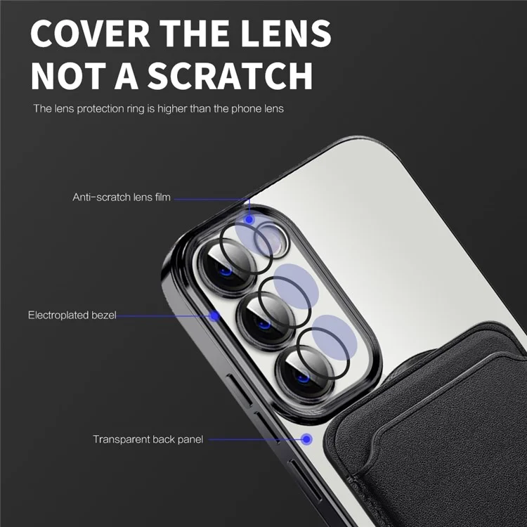 For Samsung Galaxy S23 TPU + PC Clear Phone Case Magnetic Phone Cover with Card Holder - Sapphire