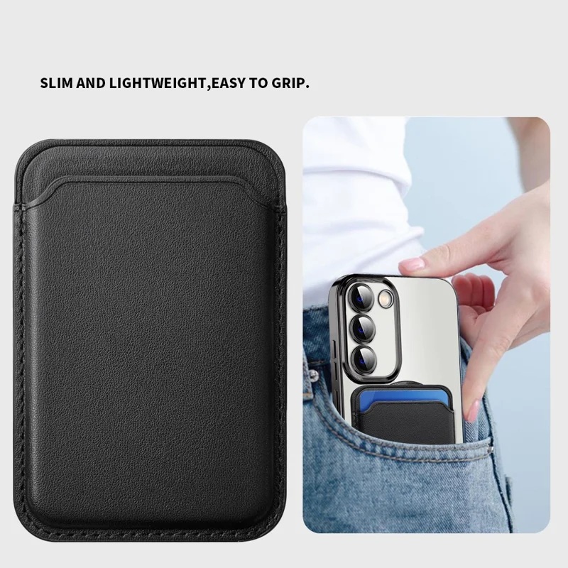 For Samsung Galaxy S23+ Magnetic Phone Case TPU + PC Clear Phone Cover with Card Holder - Black