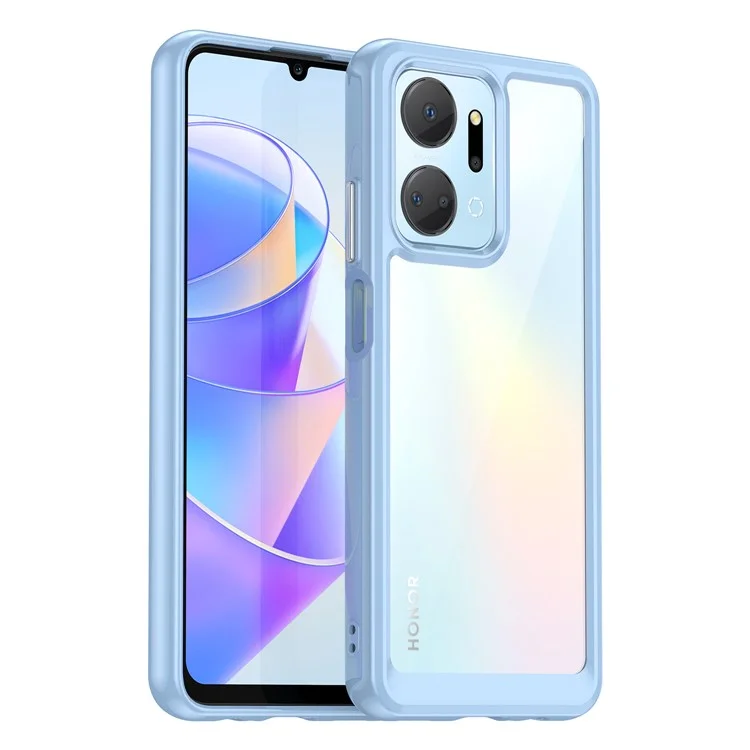 For Honor X7a 5G Clear Phone Case TPU + Acrylic Anti-drop Cell Phone Cover - Blue