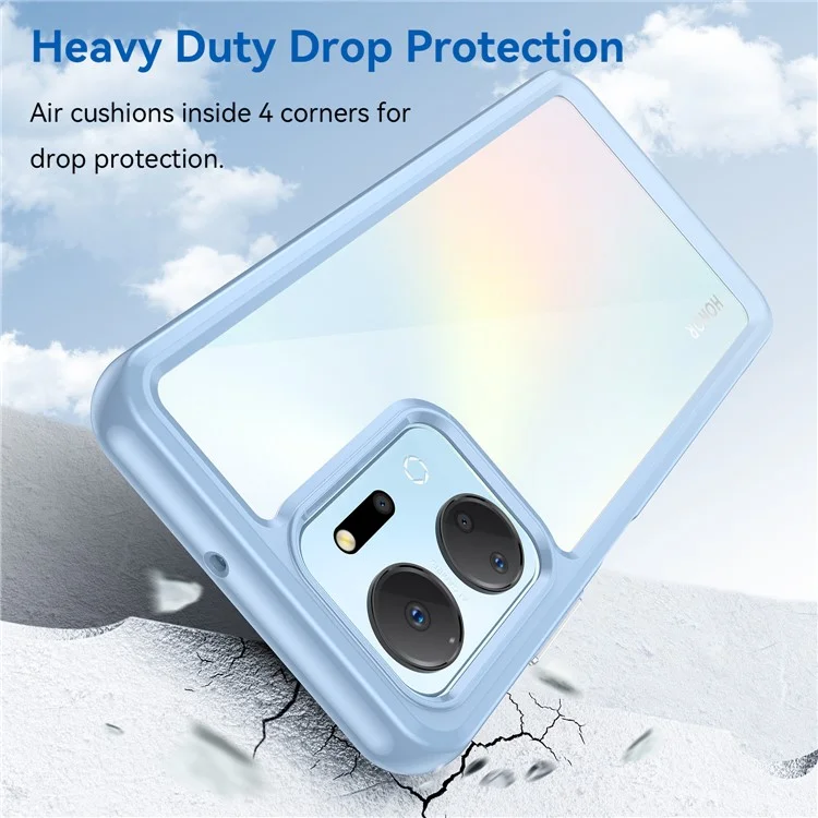 For Honor X7a 5G Clear Phone Case TPU + Acrylic Anti-drop Cell Phone Cover - Blue