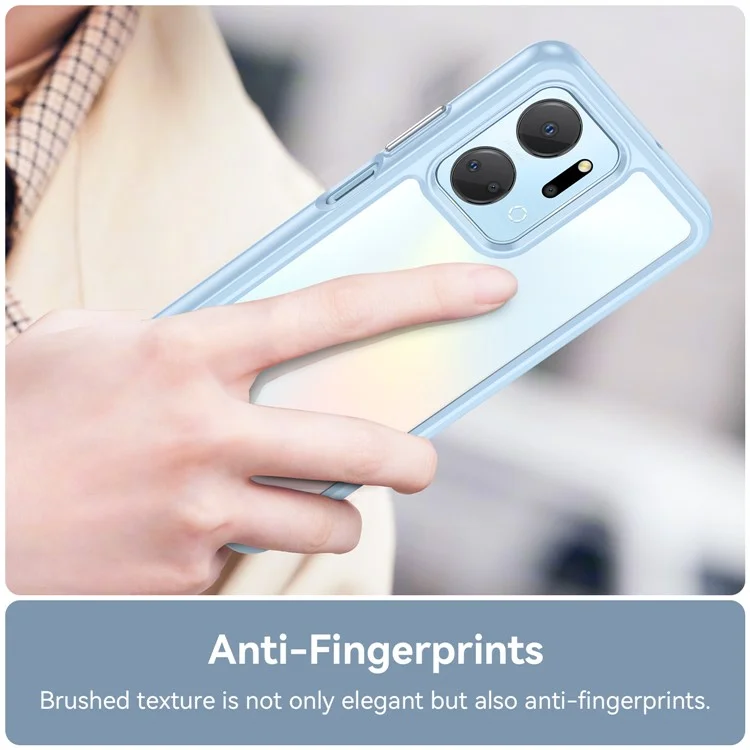 For Honor X7a 5G Clear Phone Case TPU + Acrylic Anti-drop Cell Phone Cover - Blue