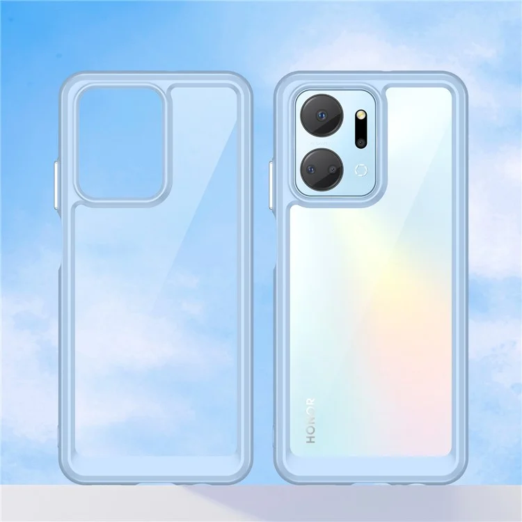 For Honor X7a 5G Clear Phone Case TPU + Acrylic Anti-drop Cell Phone Cover - Blue