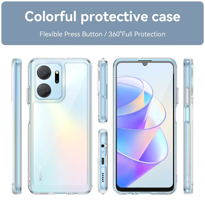 For Honor X7a 5G Clear Phone Case TPU + Acrylic Anti-drop Cell Phone Cover - Transparent